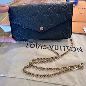 M64064 Louis Vuitton Monogram Empreinte Félicie Pochette-Blue